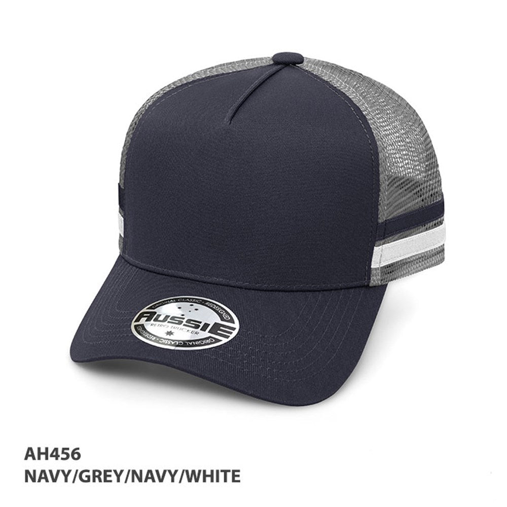 GRACE AH456 A-FRAME STRIPED TRUCKER CAP