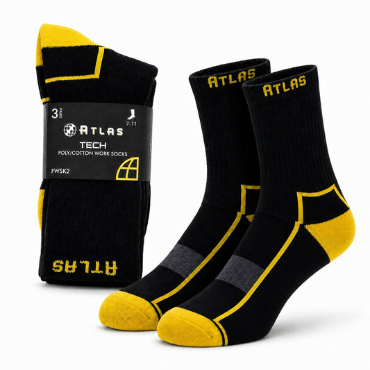 ATLAS FWSK2 TECH POLY/COTTON WORK SOCK - 3 PACK ALL TRADES 20oz 591mL TUMBLER - FREE with orders over $500