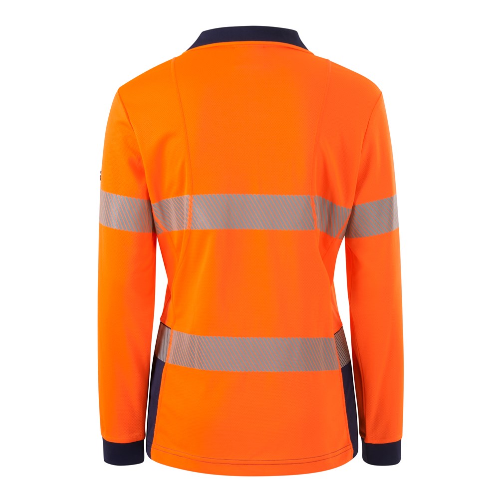 KING GEE K44223 WOMENS WORKCOOL HYPERFREEZE SPLICED L/SL POLO W/ SEGMENTED TAPE