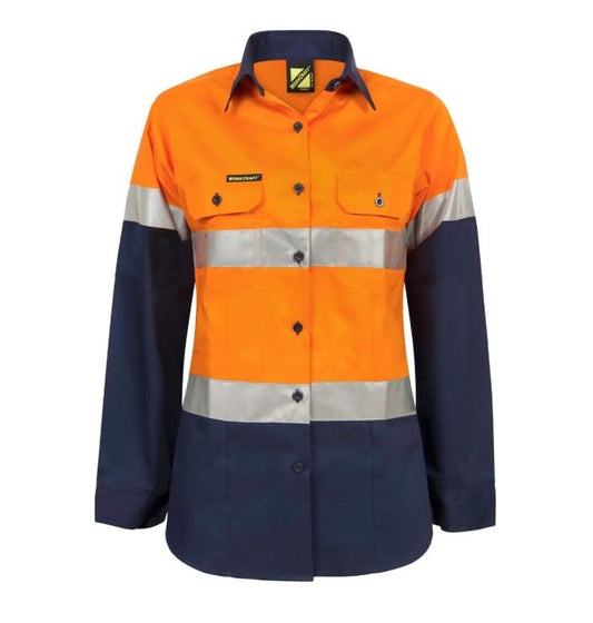 WORKCRAFT WSL501 L/SL LADIES REFLECTIVE HI VIS LIGHT WEIGHT SHIRT
