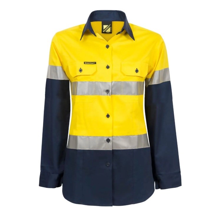 WORKCRAFT WSL501 L/SL LADIES REFLECTIVE HI VIS LIGHT WEIGHT SHIRT