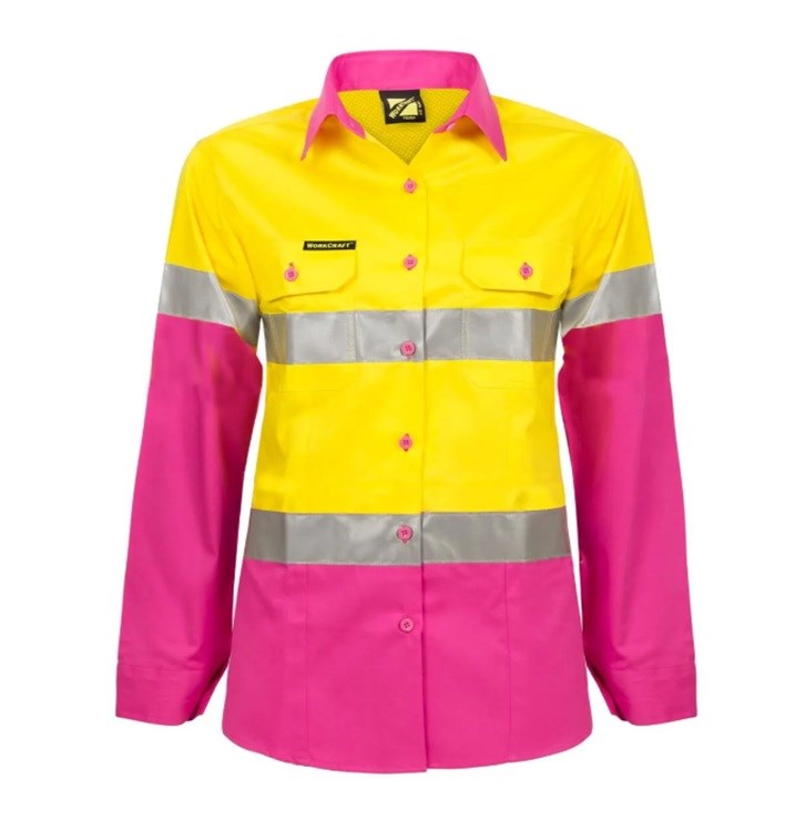 WORKCRAFT WSL501 L/SL LADIES REFLECTIVE HI VIS LIGHT WEIGHT SHIRT