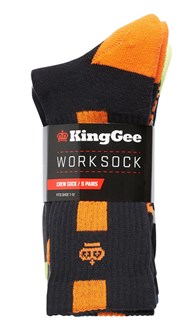KING GEE K09035 CREW COTTON WORK SOCK - 5 PACK
