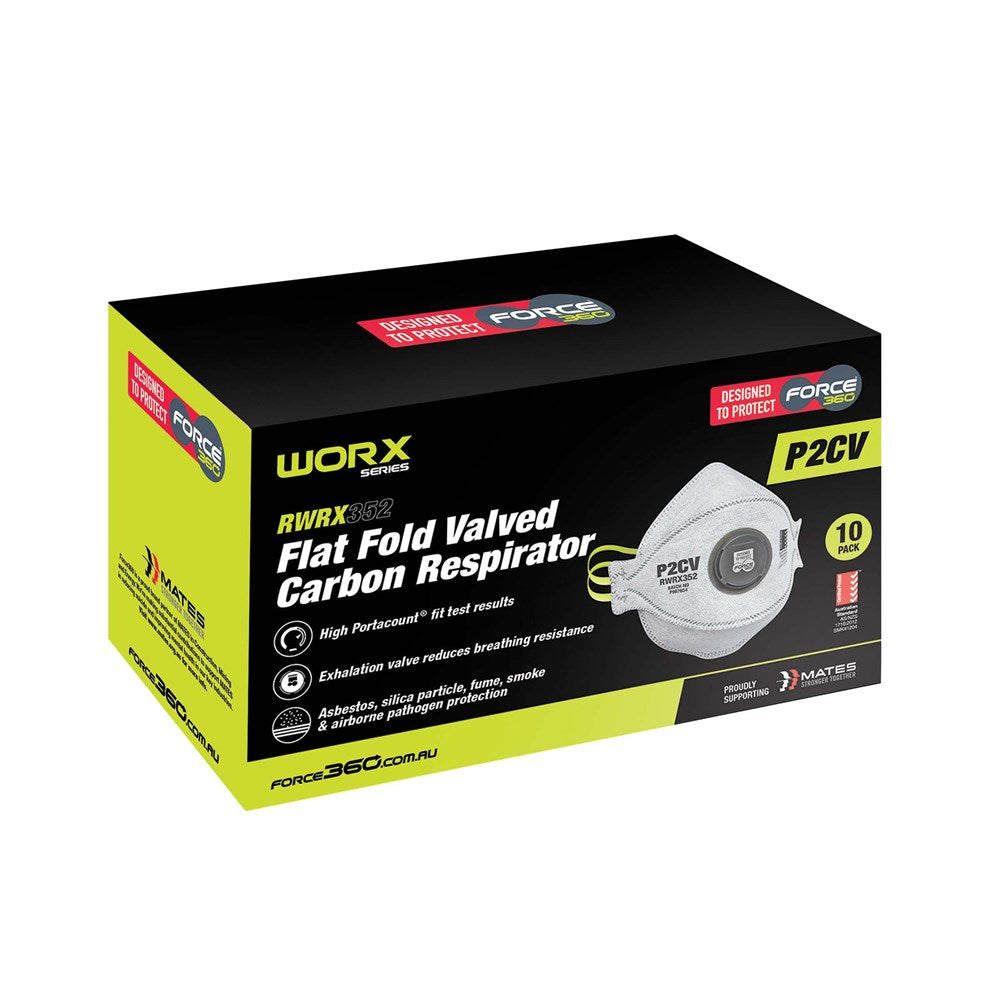 FORCE 360 P2CV FLAT FOLD VALVED CARBON RESPIRATOR RWRX352
