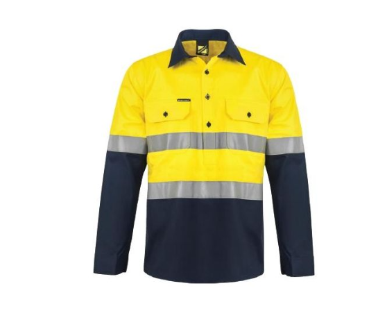 WORK CRAFT WS6033 L/SL REFLECTIVE CLOSED FRONT HI VIS HEAVY WEIGHT SHIRT