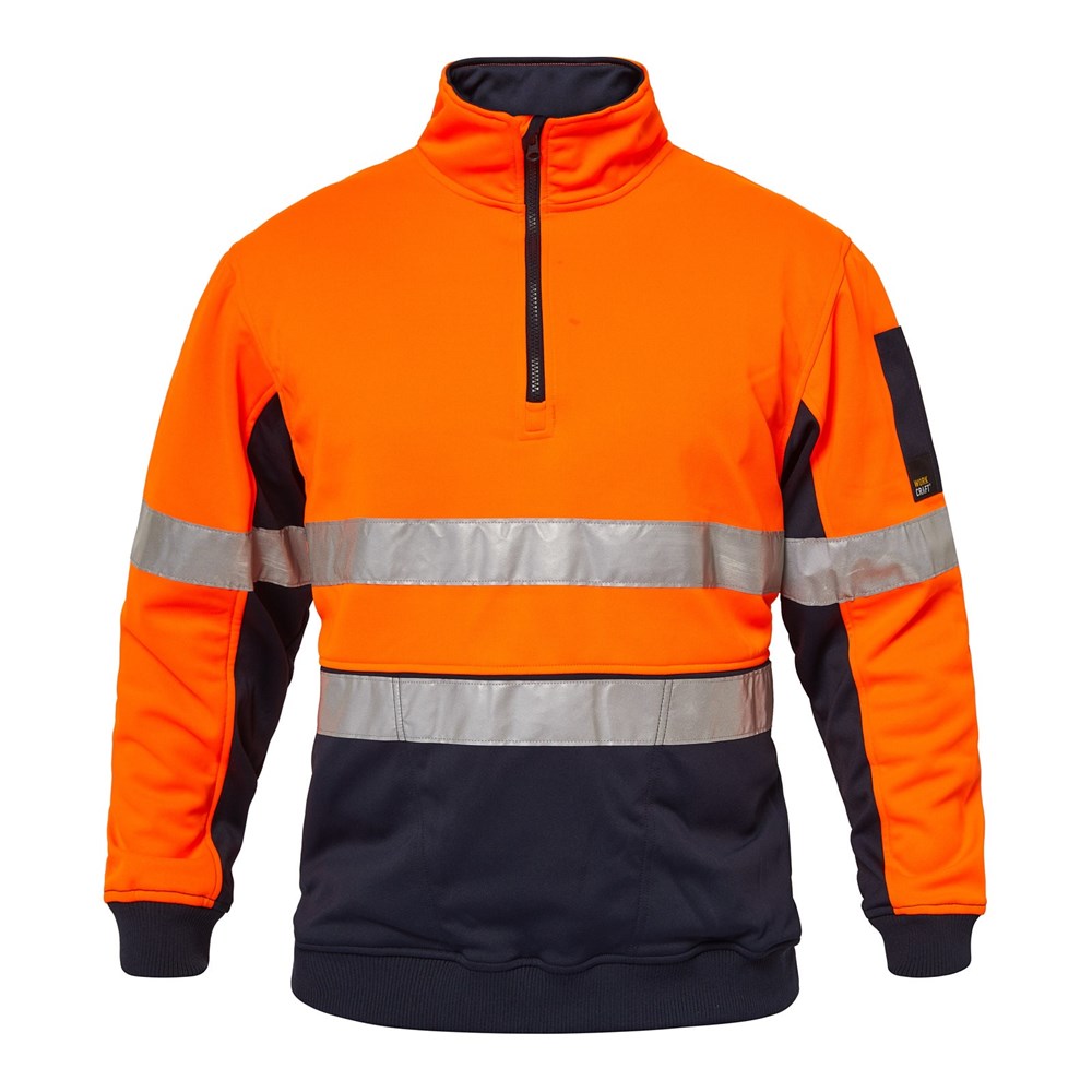 WORKCRAFT WT8013 HI VIS 1/2 ZIP REFLECTIVE PULLOVER