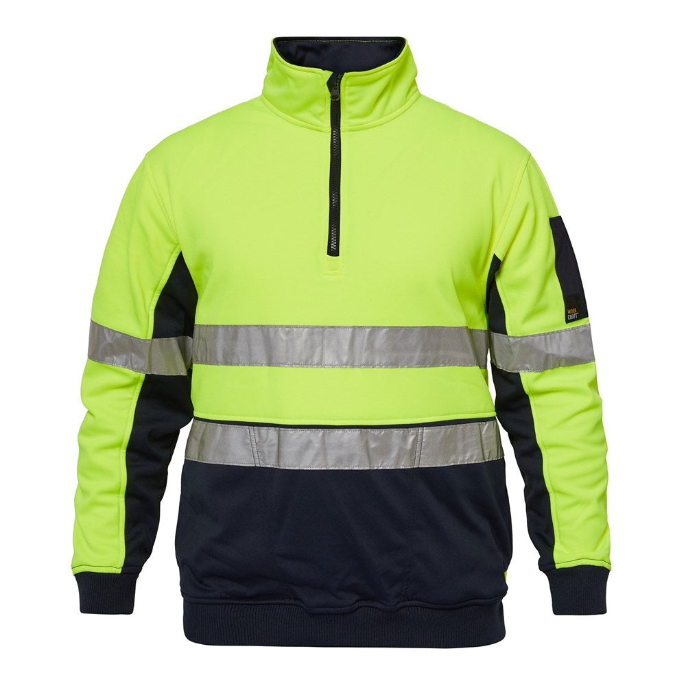 WORKCRAFT WT8013 HI VIS 1/2 ZIP REFLECTIVE PULLOVER