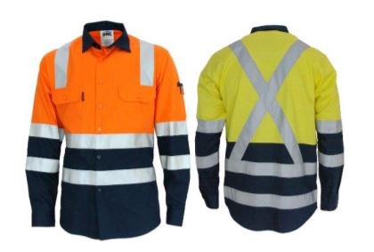DNC 3547 L/SL REFLECTIVE HI VIS L/W COTTON BIO MOTION X BACK SHIRT