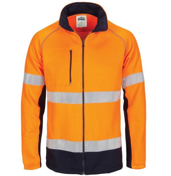 DNC 3726 REFLECTIVE HI VIS FULL ZIP FLEECY SWEAT SHIRT