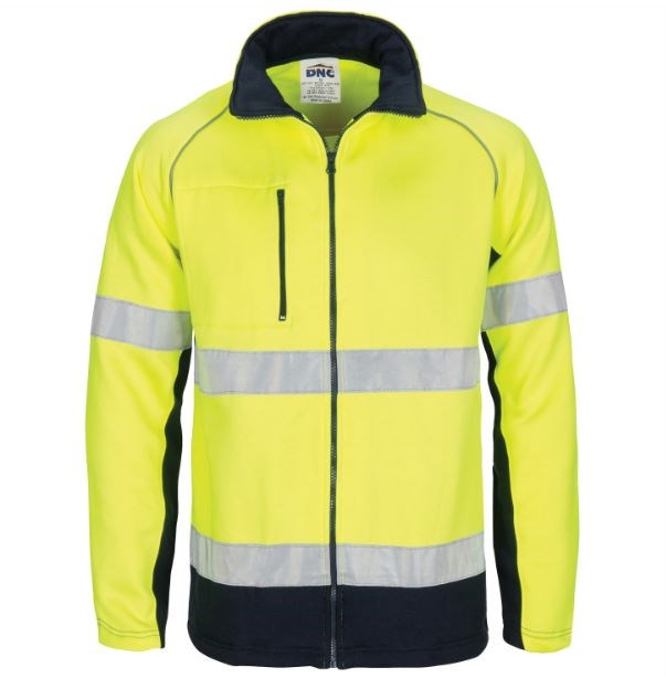 DNC 3726 REFLECTIVE HI VIS FULL ZIP FLEECY SWEAT SHIRT