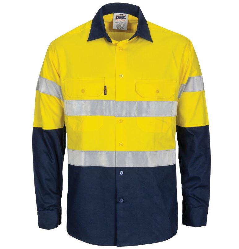 DNC 3784 HI VIS L/W COOL-BREEZE VENTED COTTON SHIRT WITH GUSSET L/SLEEVES
