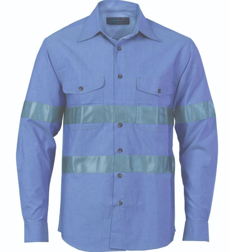 DNC 3889 L/SL COTTON CHAMBRAY SHIRT WITH REFLECTIVE TAPE