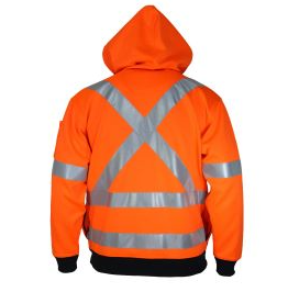 DNC 3935 HI VIS FULL ZIP X BACK FLEECY HOODIE