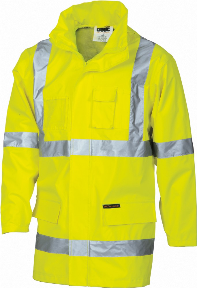 DNC 3995 HI VIS CROSS BACK TAPED 2 IN 1 RAIN JACKET