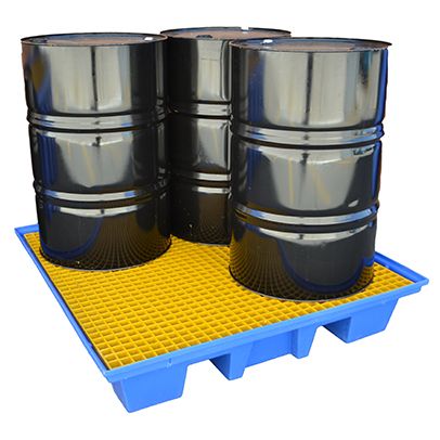 MAXBUND POLY 4 DRUM BUNDED PALLET-FORKLIFTABLE-1275X1275X310MM