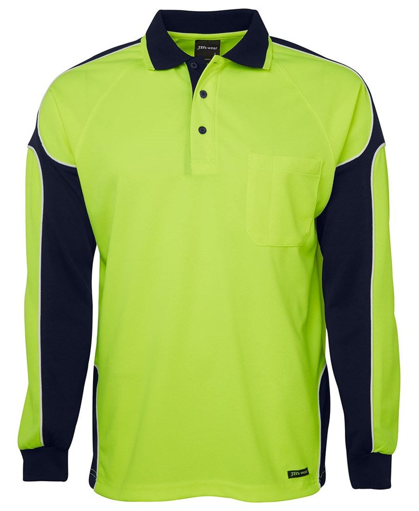 JB'S 6AP4L L/SL HI VIS MICROMESH ARM PANEL POLO