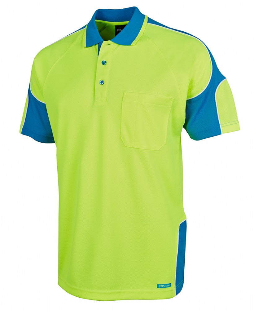 JB'S 6AP4S S/SL HI VIS MICROMESH ARM PANEL POLO