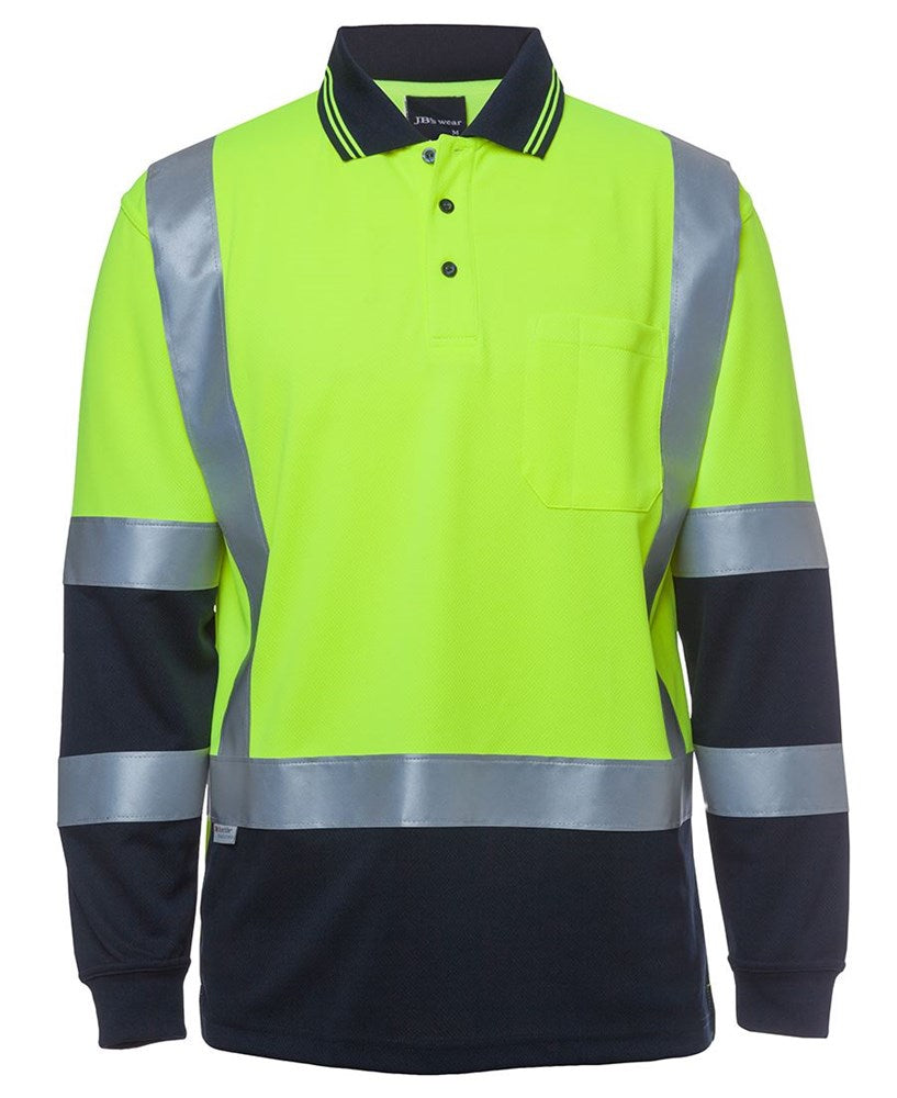 JB'S 6DHL L/SL REFLECTIVE HI VIS H PATTERN BIO MOTION TRAD POLO