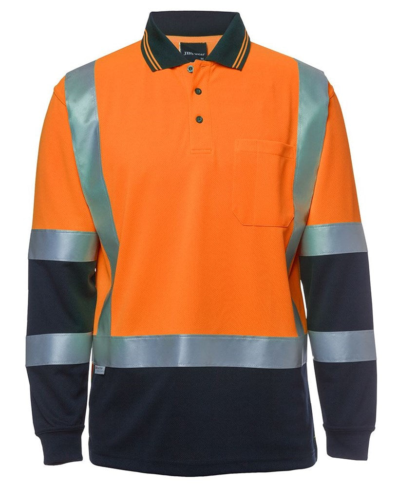 JB'S 6DHL L/SL REFLECTIVE HI VIS H PATTERN BIO MOTION TRAD POLO
