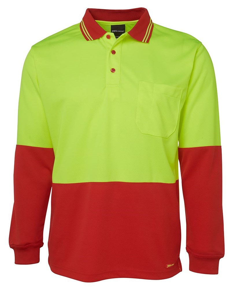 JB'S 6HVPL L/SL HI VIS TRADITIONAL POLO