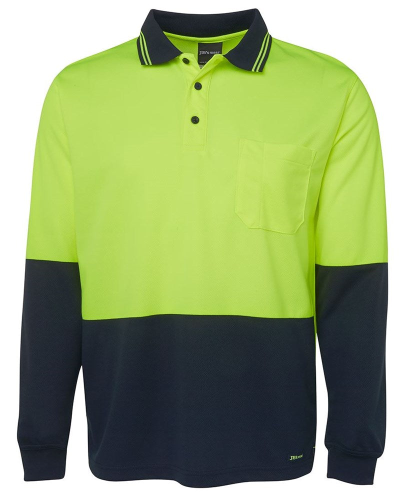 JB'S 6HVPL L/SL HI VIS TRADITIONAL POLO