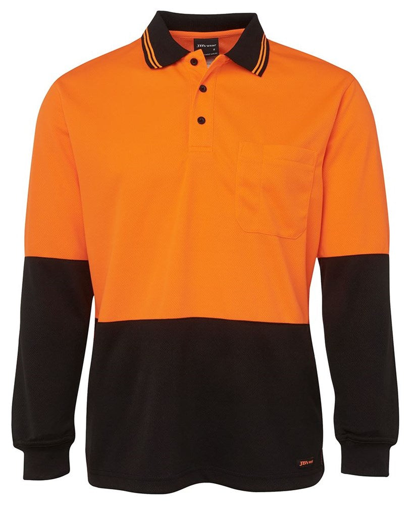 JB'S 6HVPL L/SL HI VIS TRADITIONAL POLO