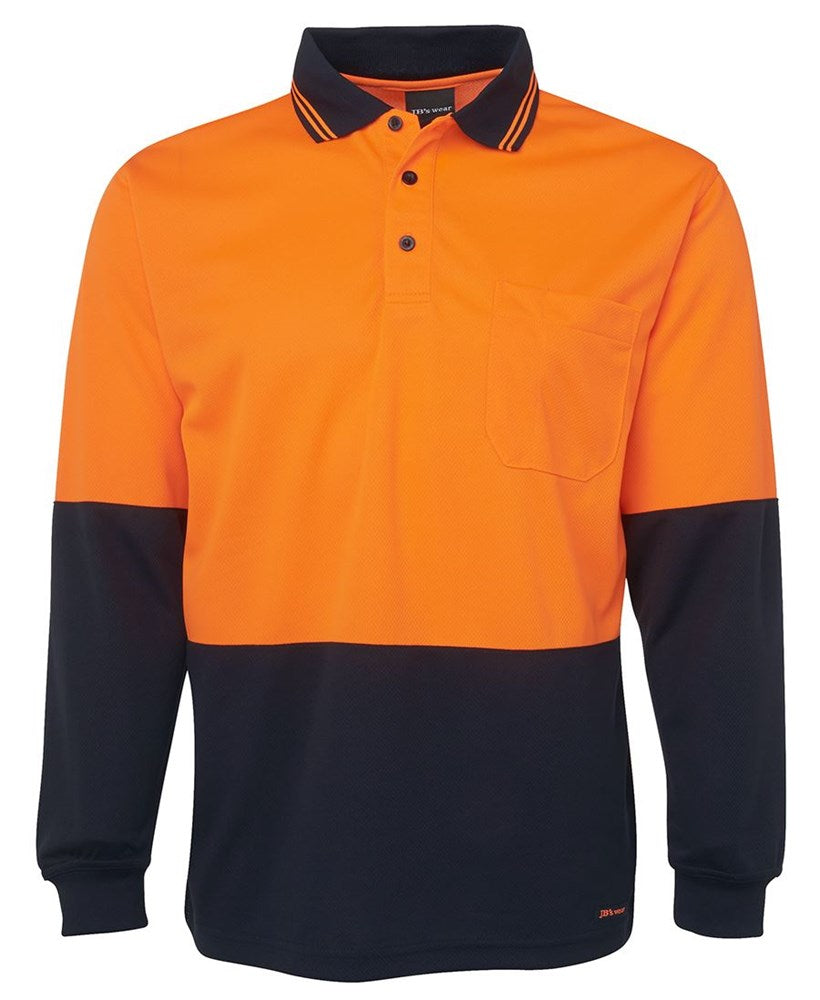 JB'S 6HVPL L/SL HI VIS TRADITIONAL POLO