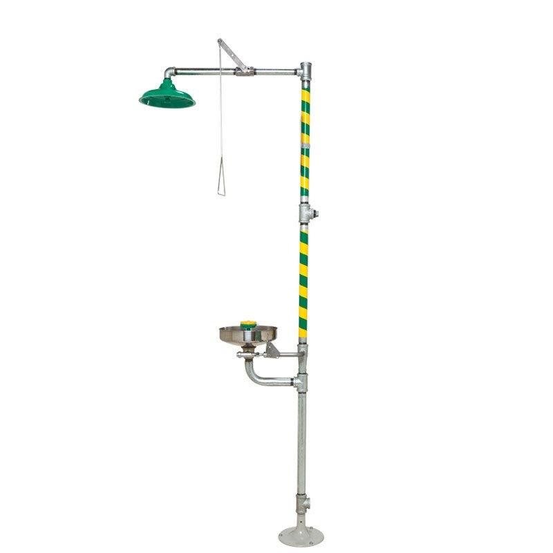 AXION COMBINATION SHOWER/EYE/FACEWASH, SS STANDPIPE, SS BOWL & INLINE STRAINER