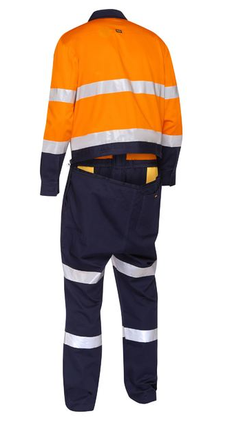BISLEY BC6066T TAPED HI VIS WORK COVERALL WITH WAIST ZIP OPENING