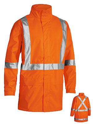 BISLEY BJ6968T TAPED HI VIS SHELL RAIN JACKET WITH X BACK