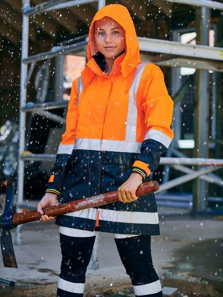 BISLEY BJL6966T WOMENS H TAPED TWO TONE HI VIS RAIN JACKET