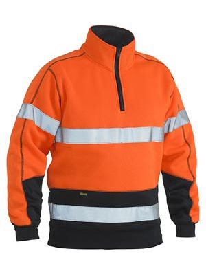 BISLEY BK6989T TAPED HI VIS 1/2 ZIP FLEECEY PULLOVER