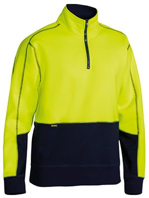 BISLEY BK6989 HI VIS 1/2 ZIP FLEECEY PULLOVER