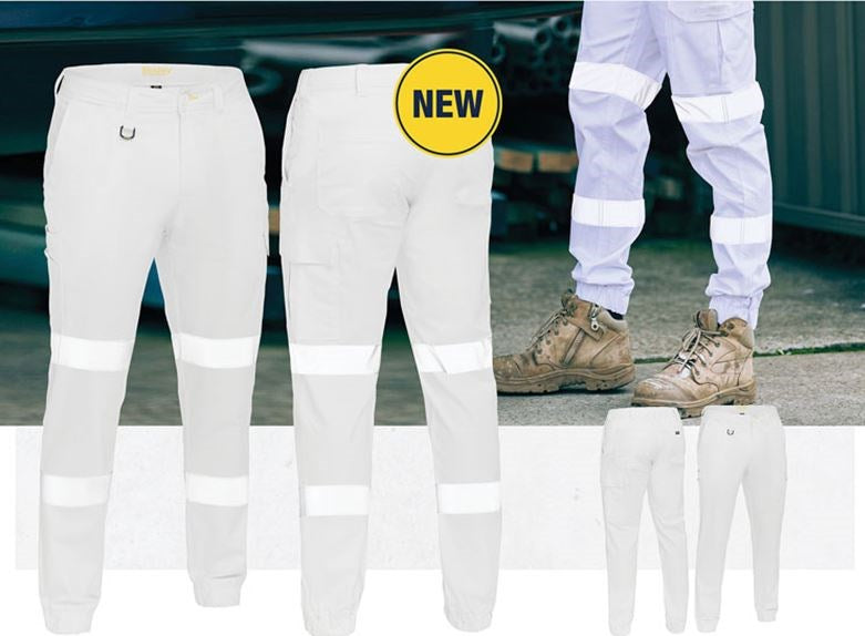 BISLEY BPC6028T REFLECTIVE BIOMOTION STRETCH COTTON DRILL CARGO PANTS-CUFFED