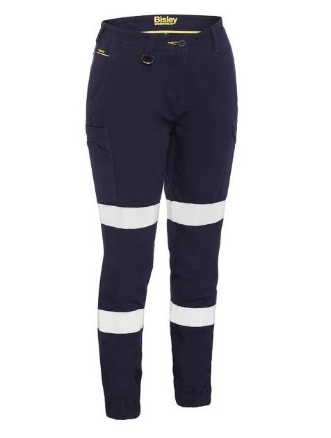 BISLEY BPL6028T WOMENS REFLECTIVE TAPED COTTON CARGO CUFFED PANTS