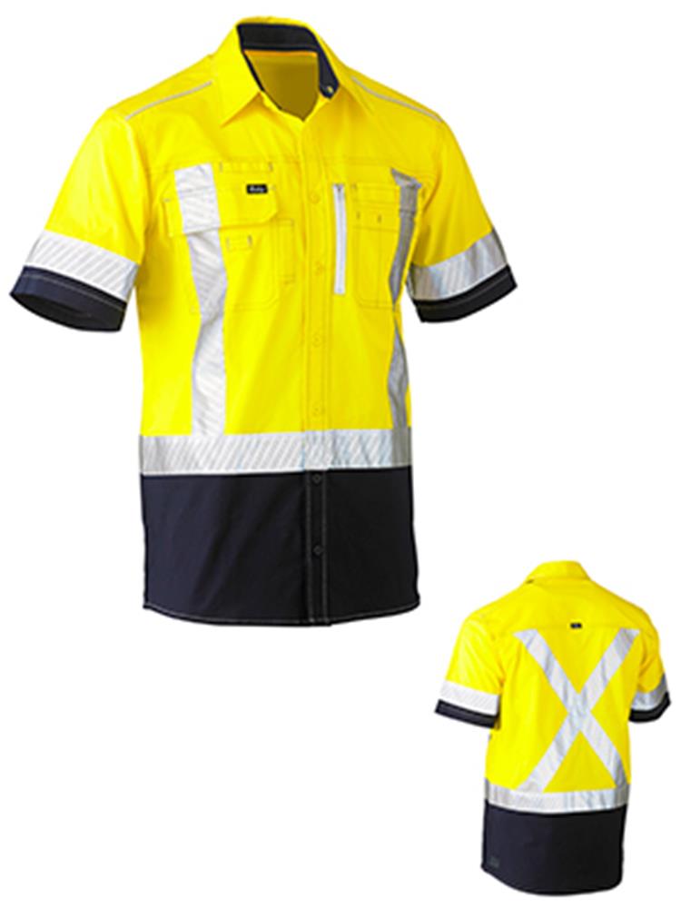 BISLEY BS1177XT S/SL REFLECTIVE HI VIS FLEX & MOVE STRETCH UTILITY SHIRT