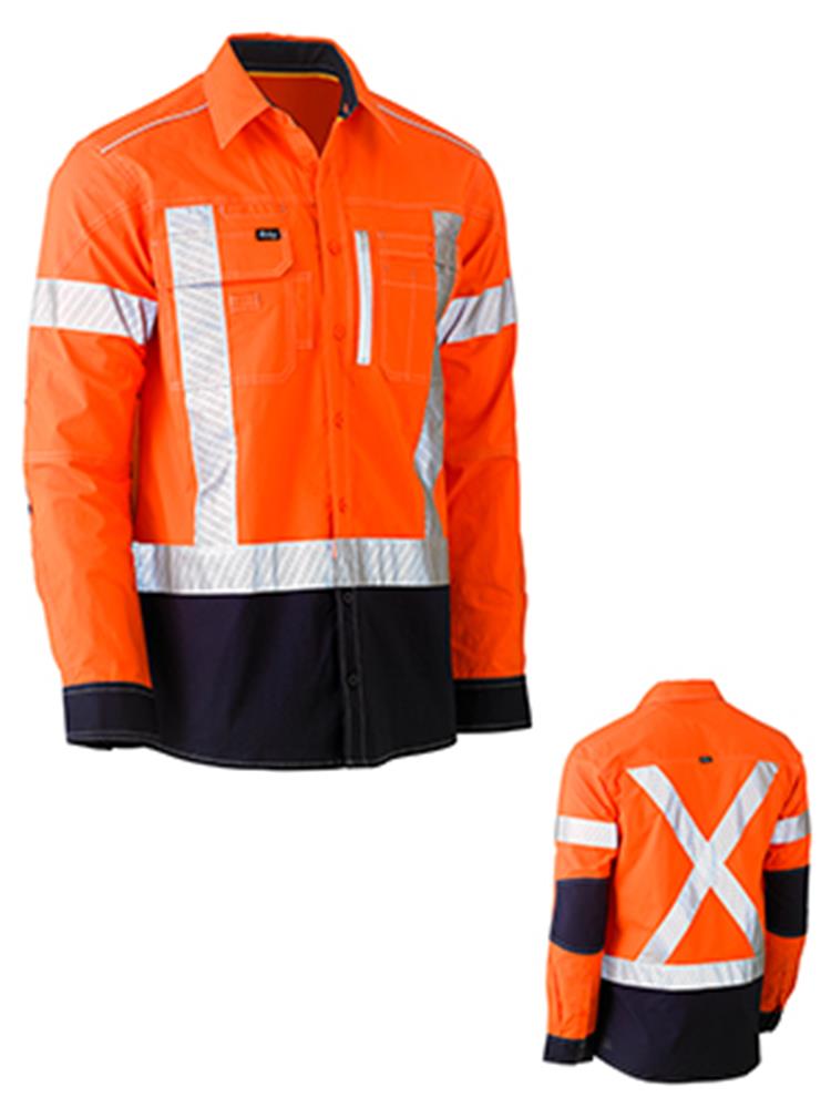 BISLEY BS6177XT L/SL REFLECTIVE HI VIS FLEX & MOVE STRETCH UTILITY SHIRT