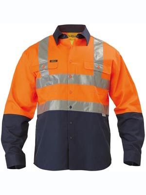 BISLEY BS6267T L/SL REFLECTIVE HI VIS TWO TONE DRILL SHIRT