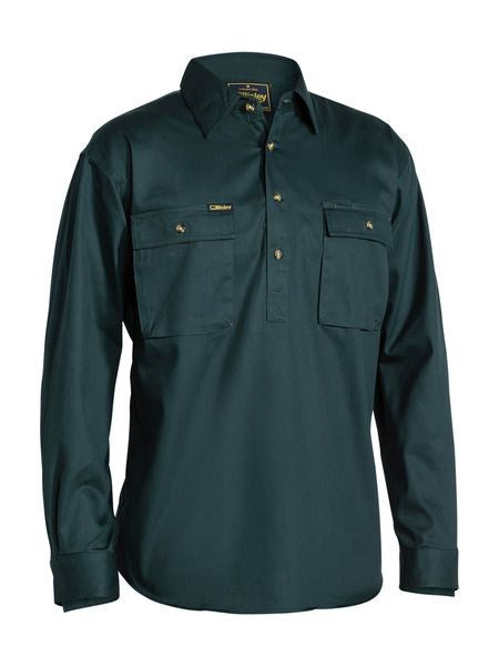 BISLEY BSC6433 L/SL CLOSED FRONT COTTON DRILL SHIRT