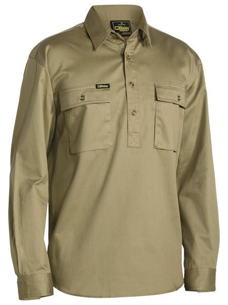 BISLEY BSC6433 L/SL CLOSED FRONT COTTON DRILL SHIRT