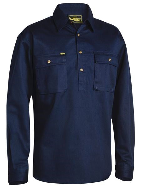 BISLEY BSC6433 L/SL CLOSED FRONT COTTON DRILL SHIRT
