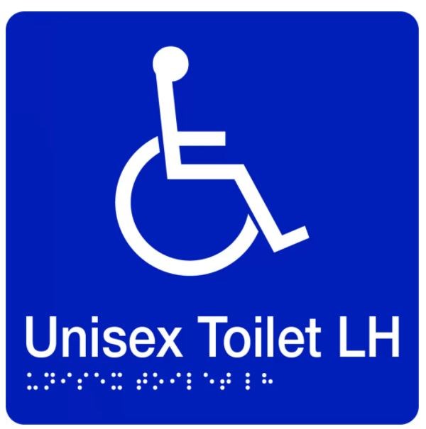 BRAILLE ACCESSIBLE TOILET SIGN - LEFT HAND