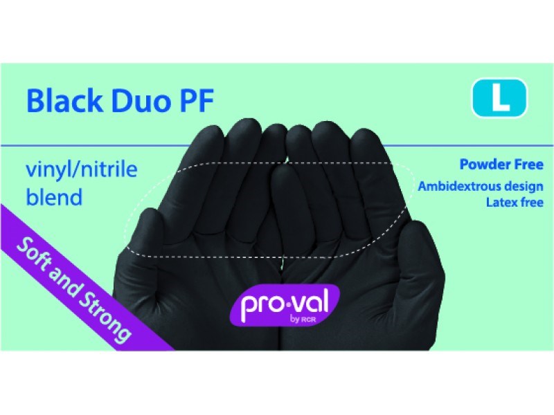 PRO-VAL 4115 BLACK DUO PF VINYL/NITRILE DISPOSABLE GLOVES - 100/BOX