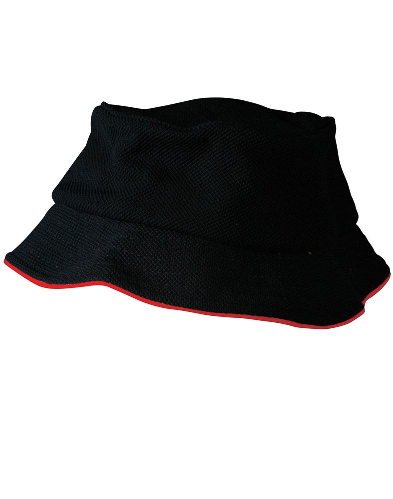 WINNING SPIRIT CH71 PIQUE MESH CONTRAST BUCKET HAT