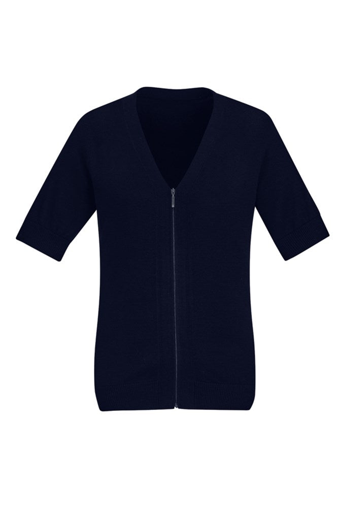 BIZ CARE CK962LC WOMENS ZIP FRONT SHORT SLEEVE CARDIGAN