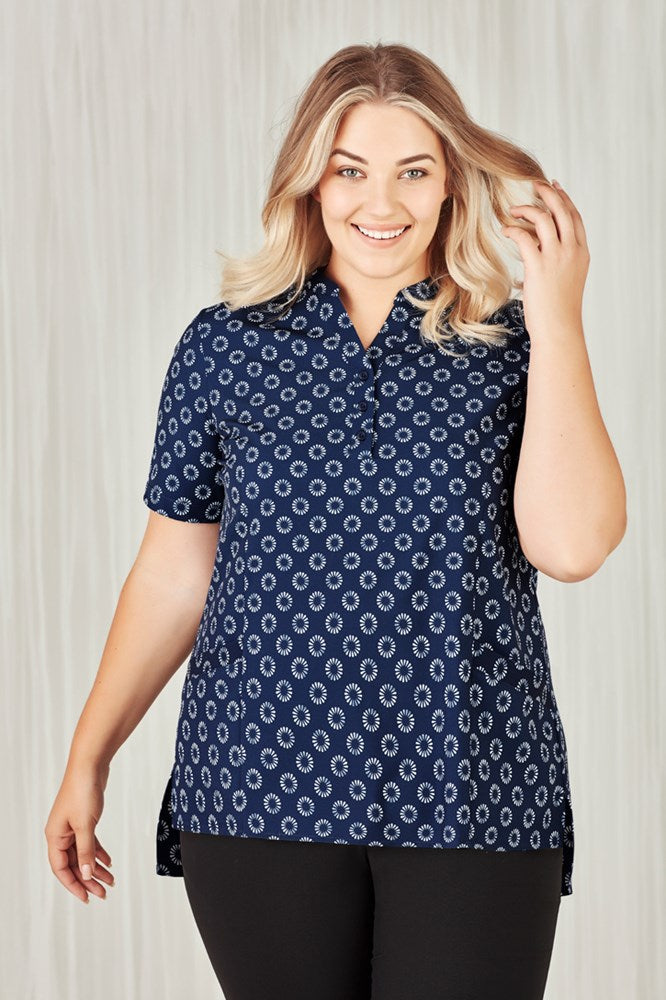 BIZ CARE CS950LS WOMENS EASY STRETCH DAISY PRINT TUNIC
