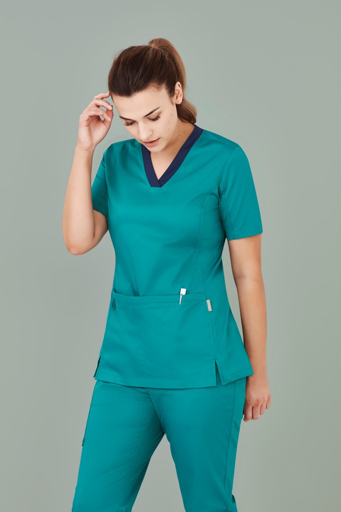BIZ CARE CST043LS RILEY WOMENS V-NECK SCRUB TOP