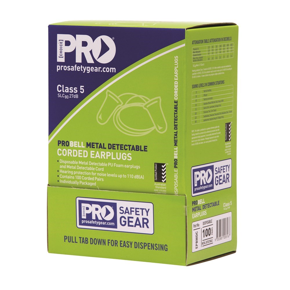 PROCHOICE PROBELL EPBMDC CORDED METAL DETECTABLE EARPLUGS