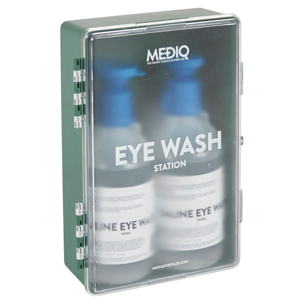 MEDIQ EWSEP EYEWASH STATION ENCLOSED PLASTIC CABINET TRANSLUCENT/GREEN