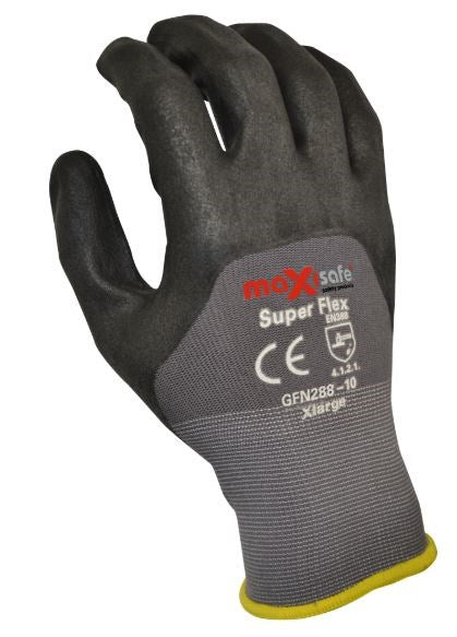 MAXISAFE GFN288 SUPAFLEX NITRILE 3/4 COATED GLOVES